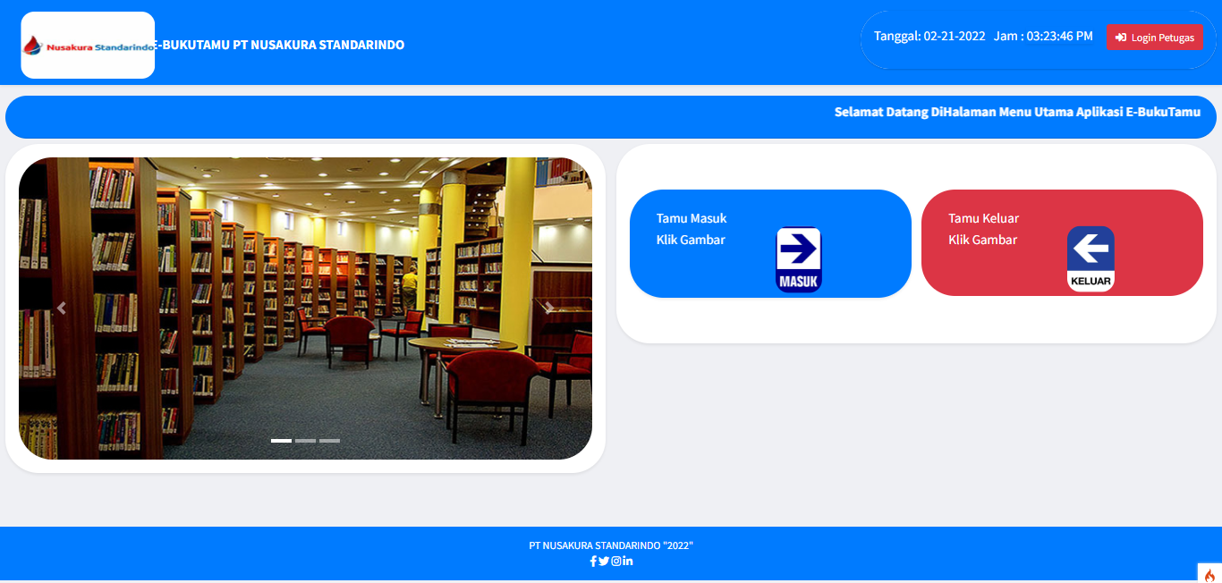 Tampilan antarmuka aplikasi E-Buku Tamu berbasis web